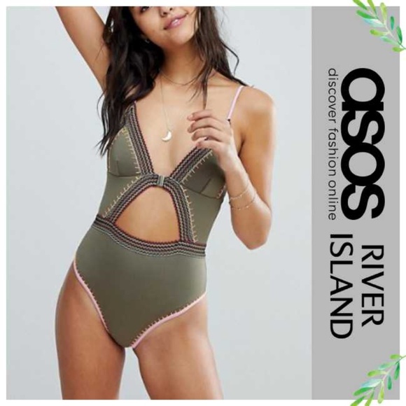 river island khaki swimsuit